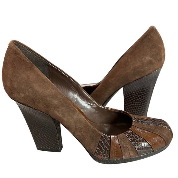 ENZO Angiolini Saniko brown eel suede patent leather size 7M - Picture 8 of 15